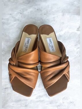 Jimmy Choo Narisa Sandals Tan Nappa Leather